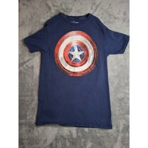 Marvel Captain America The Winter Soldier Shield T-Shirt Mens Small Navy Blue